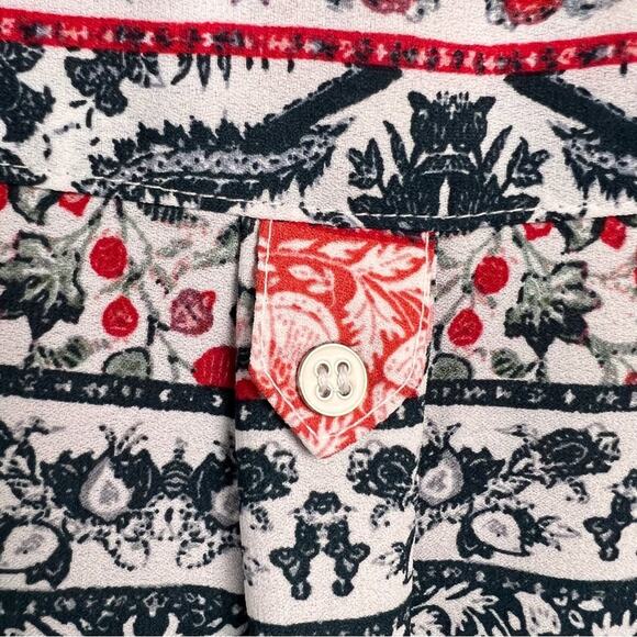 Zac & Rachel Womens Top Size Petite L white black salmon work wear metal tassel - Picture 12 of 16